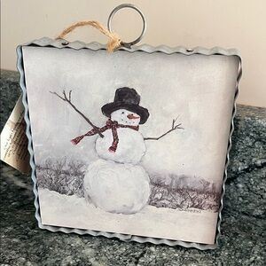 Charming Snowman Ornament with Black Hat and Red Scarf